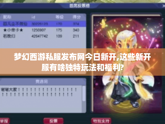 梦幻西游私服发布网今日新开,这些新开服有啥独特玩法和福利?