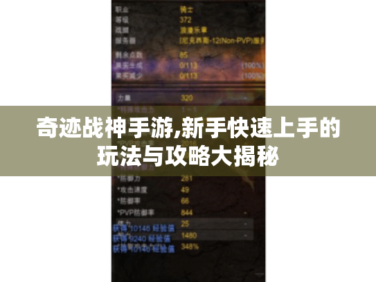 奇迹战神手游,新手快速上手的玩法与攻略大揭秘