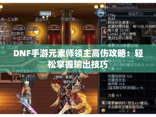 DNF手游元素师领主高伤攻略：轻松掌握输出技巧