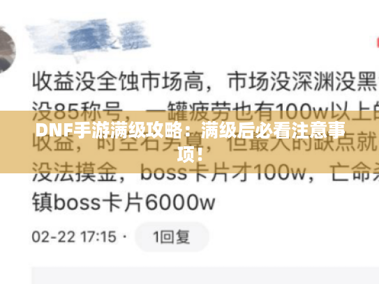 DNF手游满级攻略：满级后必看注意事项！