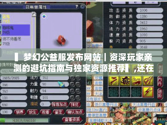 ▍梦幻公益服发布网站｜资深玩家亲测的避坑指南与独家资源推荐▍,还在被梦幻公益服坑?资深玩家亲测指南,带你找独家资源避坑！