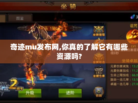 奇迹mu发布网,你真的了解它有哪些资源吗?