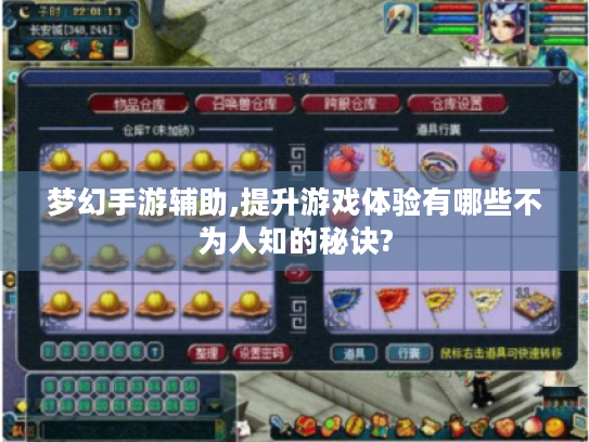 梦幻手游辅助,提升游戏体验有哪些不为人知的秘诀? 梦幻手游辅助,提升游戏体验有哪些不为人知的秘诀?