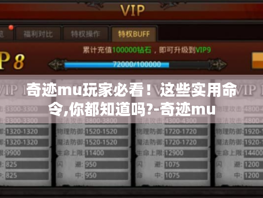 奇迹mu玩家必看！这些实用命令,你都知道吗?-奇迹mu