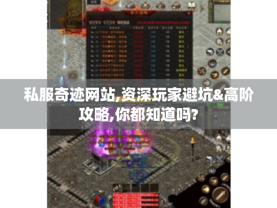 私服奇迹网站,资深玩家避坑&高阶攻略,你都知道吗?