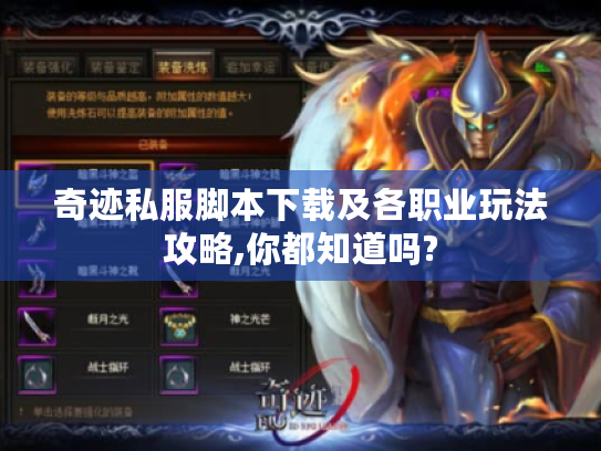 奇迹私服脚本下载及各职业玩法攻略,你都知道吗?