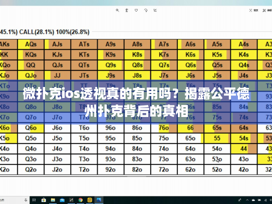 微扑克ios透视真的有用吗？揭露公平德州扑克背后的真相