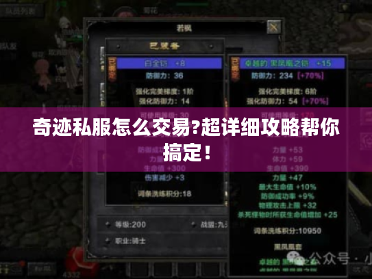奇迹私服怎么交易?超详细攻略帮你搞定！