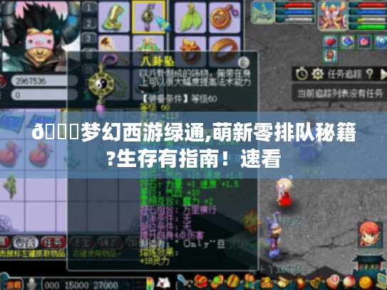 📖梦幻西游绿通,萌新零排队秘籍?生存有指南！速看