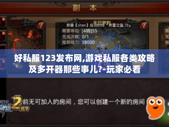 好私服123发布网,游戏私服各类攻略及多开器那些事儿?-玩家必看