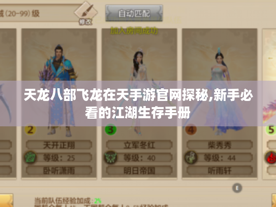 天龙八部飞龙在天手游官网探秘,新手必看的江湖生存手册