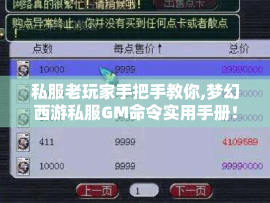 私服老玩家手把手教你,梦幻西游私服GM命令实用手册！
