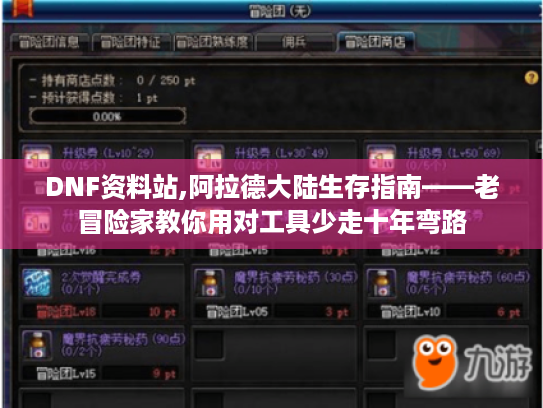 DNF资料站,阿拉德大陆生存指南——老冒险家教你用对工具少走十年弯路 DNF资料站,阿拉德大陆生存指南——老冒险家教你用对工具少走十年弯路