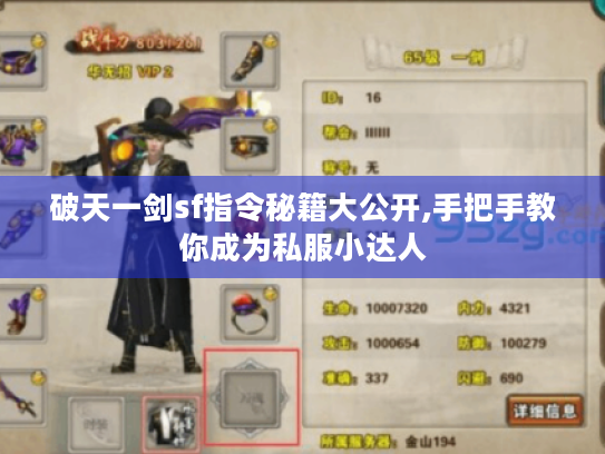破天一剑sf指令秘籍大公开,手把手教你成为私服小达人