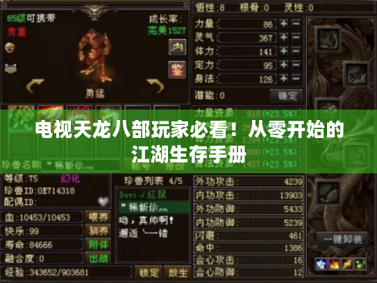 电视天龙八部玩家必看！从零开始的江湖生存手册