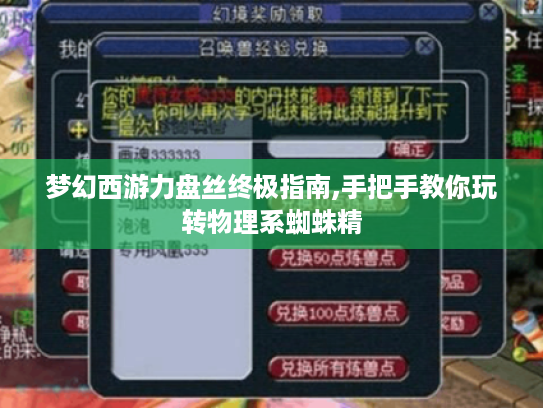 梦幻西游力盘丝终极指南,手把手教你玩转物理系蜘蛛精 梦幻西游力盘丝终极指南,手把手教你玩转物理系蜘蛛精