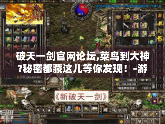 破天一剑官网论坛,菜鸟到大神?秘密都藏这儿等你发现！-游戏攻略玩家