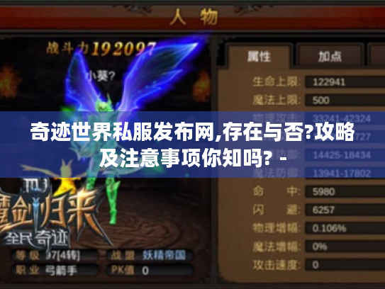 奇迹世界私服发布网,存在与否?攻略及注意事项你知吗? -