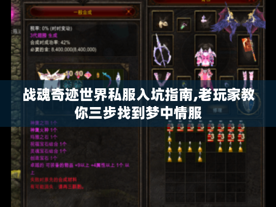 战魂奇迹世界私服入坑指南,老玩家教你三步找到梦中情服