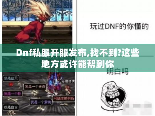 Dnf私服开服发布,找不到?这些地方或许能帮到你