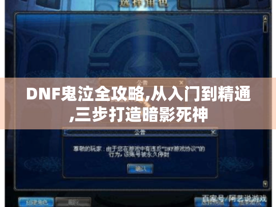 DNF鬼泣全攻略,从入门到精通,三步打造暗影死神