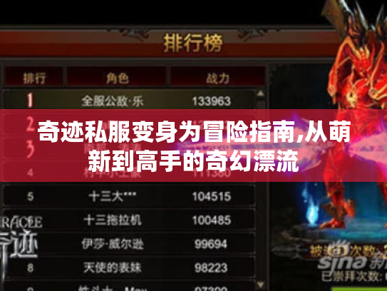 奇迹私服变身为冒险指南,从萌新到高手的奇幻漂流