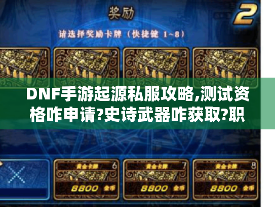 DNF手游起源私服攻略,测试资格咋申请?史诗武器咋获取?职业咋选?