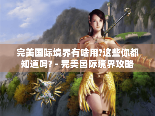 完美国际境界有啥用?这些你都知道吗? - 完美国际境界攻略