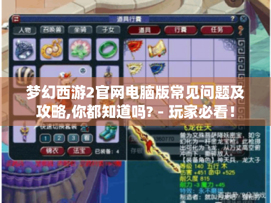 梦幻西游2官网电脑版常见问题及攻略,你都知道吗? - 玩家必看！