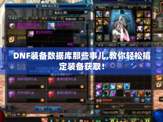 DNF装备数据库那些事儿,教你轻松搞定装备获取！
