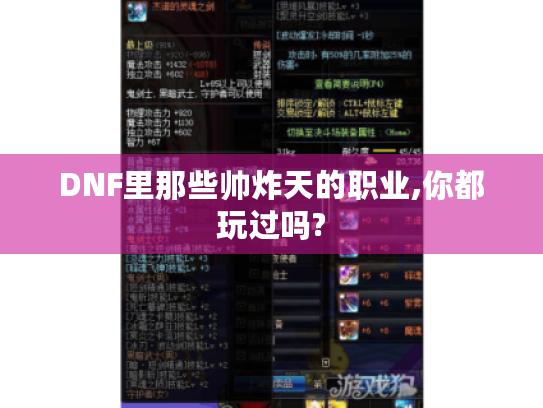 DNF里那些帅炸天的职业,你都玩过吗?
