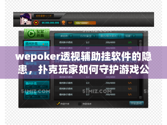 wepoker透视辅助挂软件的隐患，扑克玩家如何守护游戏公平？