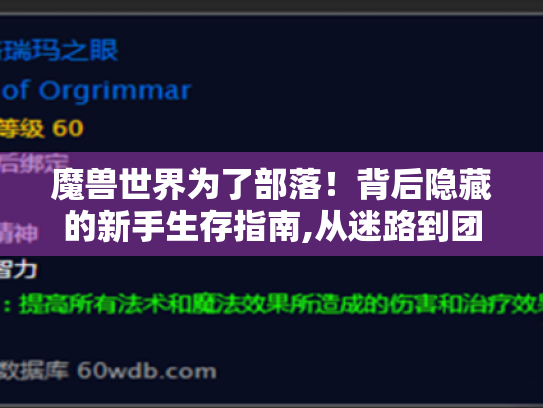 魔兽世界为了部落！背后隐藏的新手生存指南,从迷路到团本指挥官的速成之路