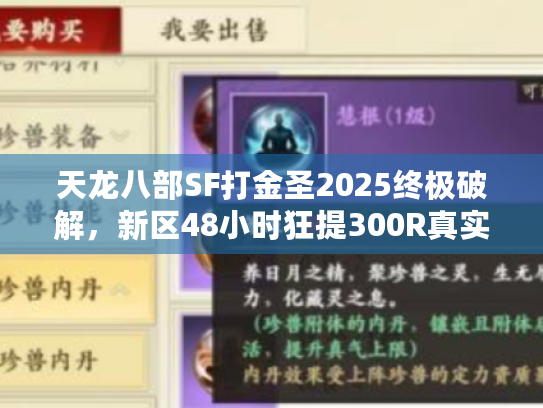 天龙八部SF打金圣2025终极破解,新区48小时狂提300R真实路径 天龙八部SF打金圣2025终极破解,新区48小时狂提300R真实路径