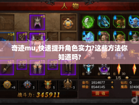 奇迹mu,快速提升角色实力?这些方法你知道吗?