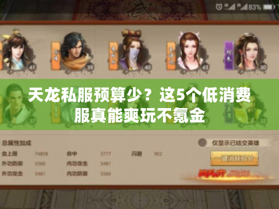 天龙私服预算少？这5个低消费服真能爽玩不氪金
