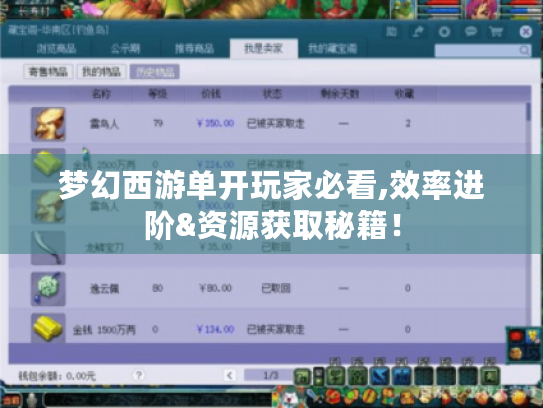 梦幻西游单开玩家必看,效率进阶&资源获取秘籍！