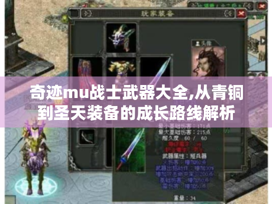 奇迹mu战士武器大全,从青铜到圣天装备的成长路线解析 奇迹mu战士武器大全,从青铜到圣天装备的成长路线解析