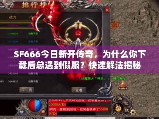 SF666今日新开传奇，为什么你下载后总遇到假服？快速解法揭秘