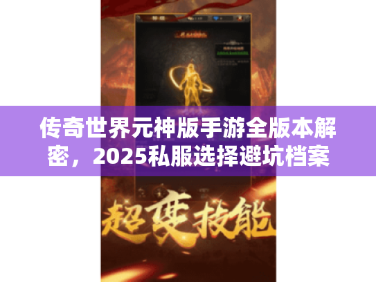 传奇世界元神版手游全版本解密，2025私服选择避坑档案