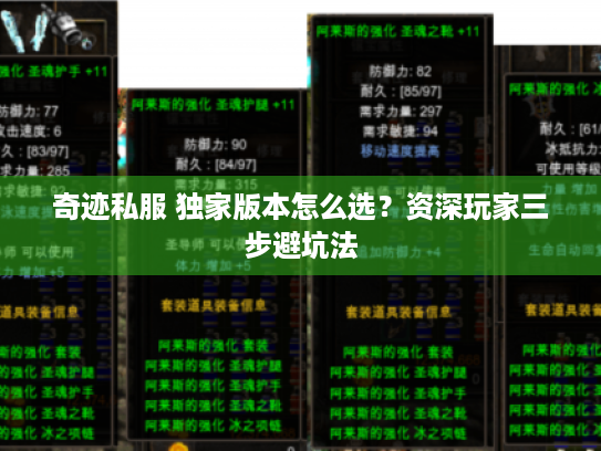 奇迹私服 独家版本怎么选?资深玩家三步避坑法 奇迹私服 独家版本怎么选?资深玩家三步避坑法