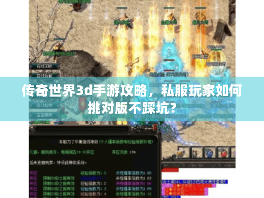 传奇世界3d手游攻略，私服玩家如何挑对版不踩坑？