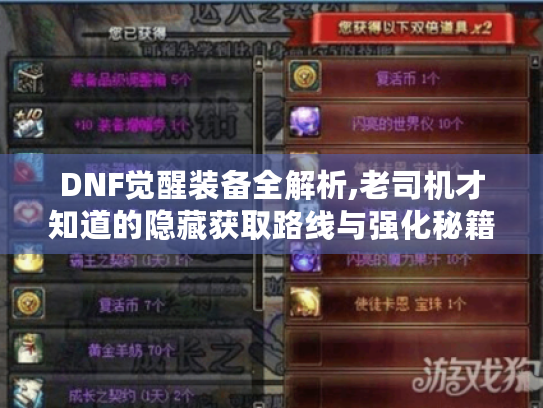 DNF觉醒装备全解析,老司机才知道的隐藏获取路线与强化秘籍