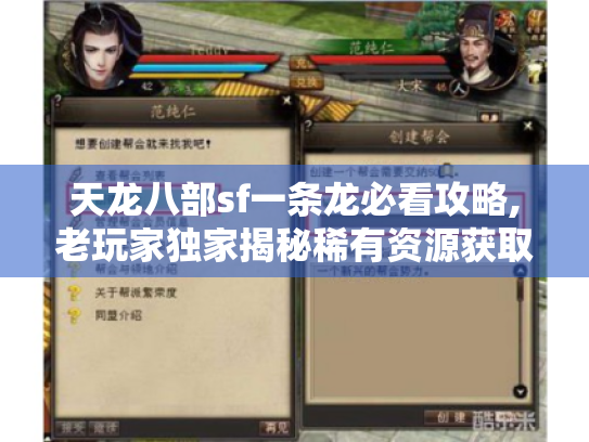 天龙八部sf一条龙必看攻略,老玩家独家揭秘稀有资源获取秘技