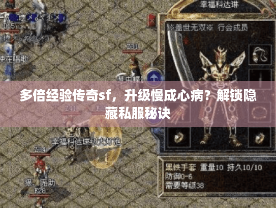 多倍经验传奇sf，升级慢成心病？解锁隐藏私服秘诀