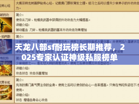 天龙八部sf耐玩榜长期推荐,2025专家认证神级私服榜单 天龙八部sf耐玩榜长期推荐,2025专家认证神级私服榜单
