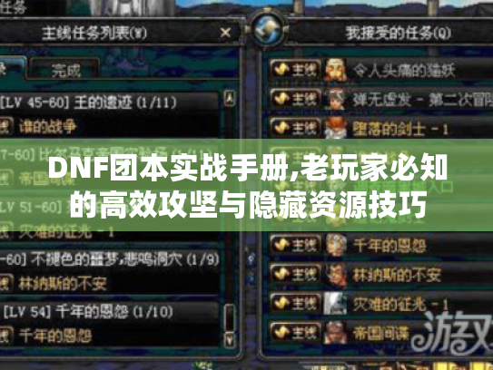 DNF团本实战手册,老玩家必知的高效攻坚与隐藏资源技巧