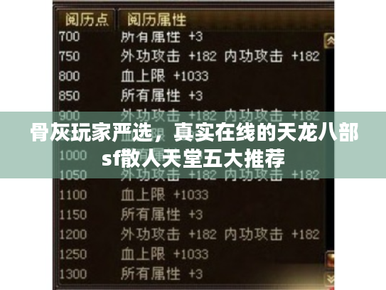 骨灰玩家严选,真实在线的天龙八部sf散人天堂五大推荐 骨灰玩家严选,真实在线的天龙八部sf散人天堂五大推荐