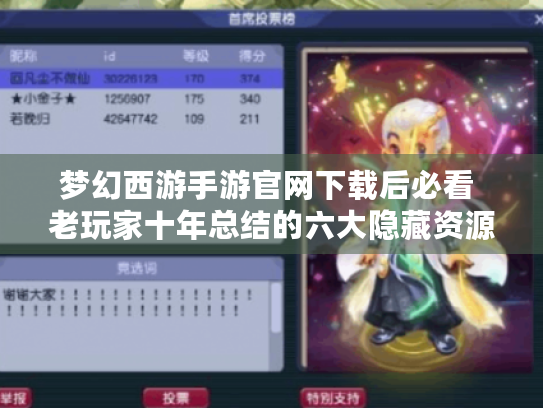 梦幻西游手游官网下载后必看 老玩家十年总结的六大隐藏资源地图