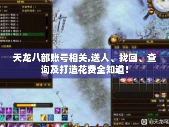 天龙八部账号相关,送人、找回、查询及打造花费全知道！